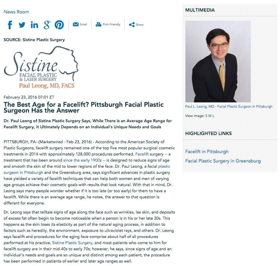 Facelift Surgery - Paul Leong MD, Plastic Surgeon Pittsburgh